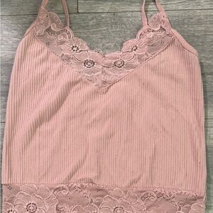 Pink Lace Trim Cami Top